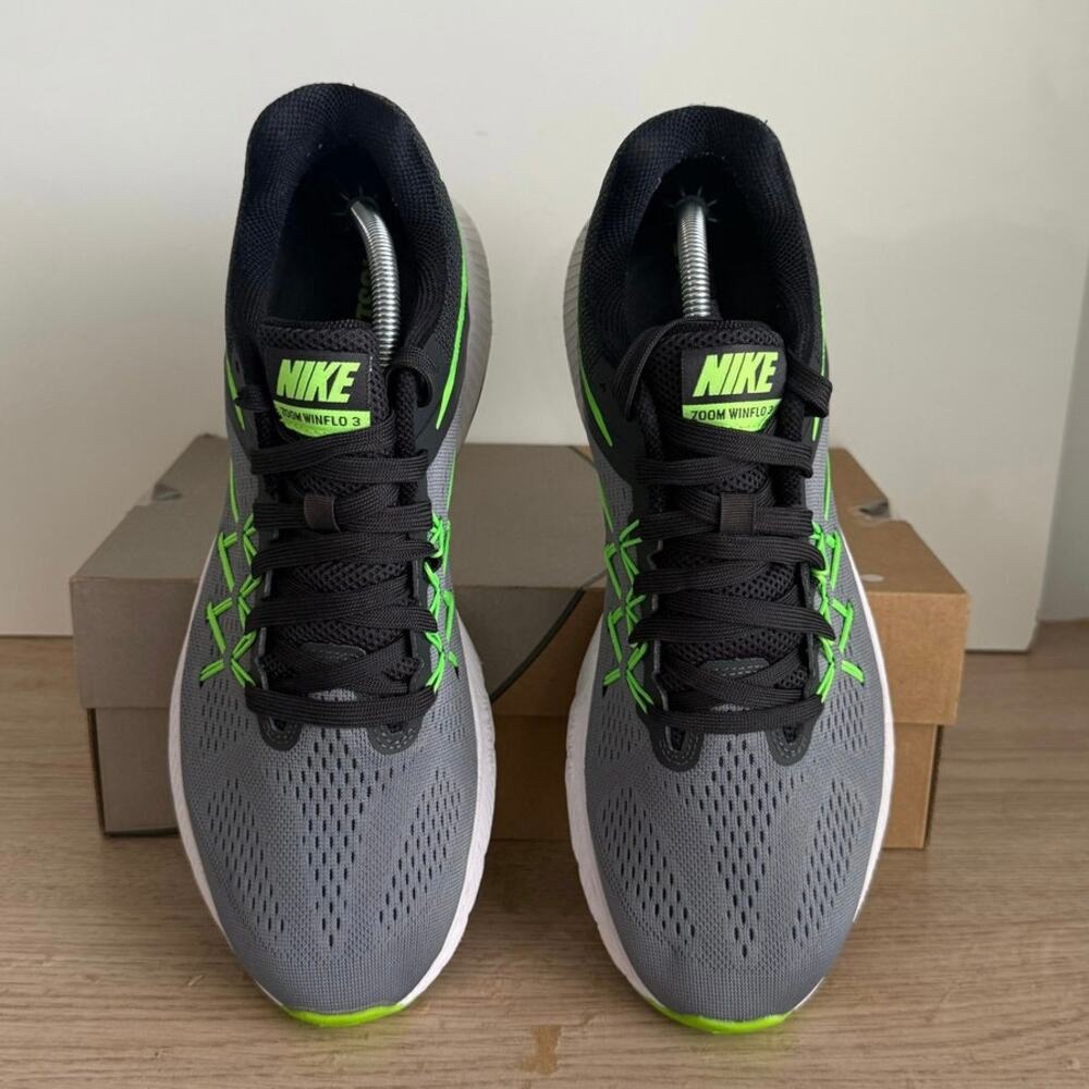 Nike Zoom Winflo 3 Sneaker Grey/Green Men Running Sneakers - SZ 11.5 - Picture 7 of 11